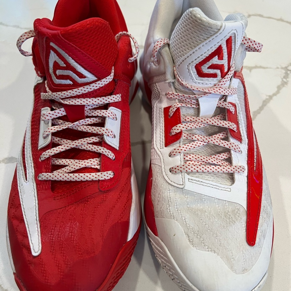 Nike Men’s Giannis Mortality Red and White Sneakers size 9